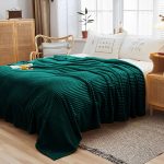 2-SOGA 2X Dark GreenThrow Blanket Warm Cozy Striped Pattern Thin Flannel Coverlet Fleece Bed Sofa Comforter