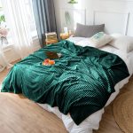 4-SOGA 2X Dark GreenThrow Blanket Warm Cozy Striped Pattern Thin Flannel Coverlet Fleece Bed Sofa Comforter