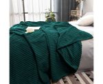 5-SOGA 2X Dark GreenThrow Blanket Warm Cozy Striped Pattern Thin Flannel Coverlet Fleece Bed Sofa Comforter