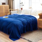 2-SOGA 2X Blue Throw Blanket Warm Cozy Striped Pattern Thin Flannel Coverlet Fleece Bed Sofa Comforter