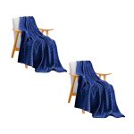 1-SOGA 2X Blue Throw Blanket Warm Cozy Striped Pattern Thin Flannel Coverlet Fleece Bed Sofa Comforter