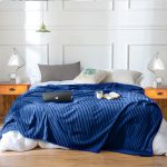 3-SOGA 2X Blue Throw Blanket Warm Cozy Striped Pattern Thin Flannel Coverlet Fleece Bed Sofa Comforter