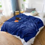 4-SOGA 2X Blue Throw Blanket Warm Cozy Striped Pattern Thin Flannel Coverlet Fleece Bed Sofa Comforter