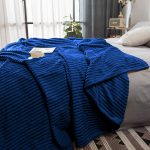 5-SOGA 2X Blue Throw Blanket Warm Cozy Striped Pattern Thin Flannel Coverlet Fleece Bed Sofa Comforter