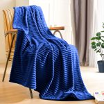 7-SOGA 2X Blue Throw Blanket Warm Cozy Striped Pattern Thin Flannel Coverlet Fleece Bed Sofa Comforter
