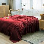 2-SOGA Burgundy Throw Blanket Warm Cozy Striped Pattern Thin Flannel Coverlet Fleece Bed Sofa Comforter