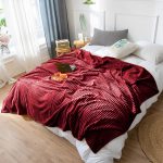 4-SOGA Burgundy Throw Blanket Warm Cozy Striped Pattern Thin Flannel Coverlet Fleece Bed Sofa Comforter