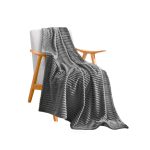 1-SOGA GreyThrow Blanket Warm Cozy Striped Pattern Thin Flannel Coverlet Fleece Bed Sofa Comforter