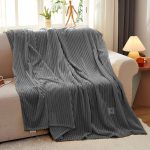 8-SOGA GreyThrow Blanket Warm Cozy Striped Pattern Thin Flannel Coverlet Fleece Bed Sofa Comforter