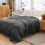 2-SOGA 2X GreyThrow Blanket Warm Cozy Striped Pattern Thin Flannel Coverlet Fleece Bed Sofa Comforter