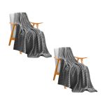 1-SOGA 2X GreyThrow Blanket Warm Cozy Striped Pattern Thin Flannel Coverlet Fleece Bed Sofa Comforter