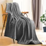 7-SOGA 2X GreyThrow Blanket Warm Cozy Striped Pattern Thin Flannel Coverlet Fleece Bed Sofa Comforter