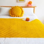 3-SOGA Yellow Diamond Pattern Knitted Throw Blanket Warm Cozy Woven Cover Couch Bed Sofa Home Decor with Tassels