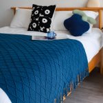 5-SOGA Royal Blue Diamond Pattern Knitted Throw Blanket Warm Cozy Woven Cover Couch Bed Sofa Home Decor with Tassels