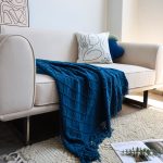 8-SOGA Royal Blue Diamond Pattern Knitted Throw Blanket Warm Cozy Woven Cover Couch Bed Sofa Home Decor with Tassels