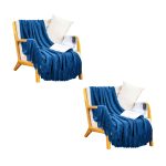 1-SOGA 2X Royal Blue Diamond Pattern Knitted Throw Blanket Warm Cozy Woven Cover Couch Bed Sofa Home Decor with Tassels