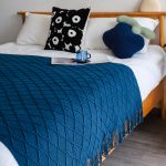 5-SOGA 2X Royal Blue Diamond Pattern Knitted Throw Blanket Warm Cozy Woven Cover Couch Bed Sofa Home Decor with Tassels