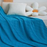 4-SOGA Blue Diamond Pattern Knitted Throw Blanket Warm Cozy Woven Cover Couch Bed Sofa Home Decor with Tassels