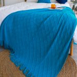 4-SOGA 2X Blue Diamond Pattern Knitted Throw Blanket Warm Cozy Woven Cover Couch Bed Sofa Home Decor with Tassels