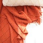 7-SOGA Red Diamond Pattern Knitted Throw Blanket Warm Cozy Woven Cover Couch Bed Sofa Home Decor with Tassels