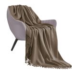 1-SOGA Coffee Acrylic Knitted Throw Blanket Solid Fringed Warm Cozy Woven Cover Couch Bed Sofa Home Decor