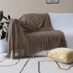 3-SOGA Coffee Acrylic Knitted Throw Blanket Solid Fringed Warm Cozy Woven Cover Couch Bed Sofa Home Decor