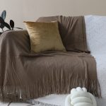 4-SOGA Coffee Acrylic Knitted Throw Blanket Solid Fringed Warm Cozy Woven Cover Couch Bed Sofa Home Decor