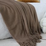 6-SOGA Coffee Acrylic Knitted Throw Blanket Solid Fringed Warm Cozy Woven Cover Couch Bed Sofa Home Decor