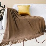 2-SOGA 2X Coffee Acrylic Knitted Throw Blanket Solid Fringed Warm Cozy Woven Cover Couch Bed Sofa Home Decor