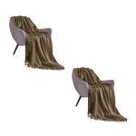1-SOGA 2X Coffee Acrylic Knitted Throw Blanket Solid Fringed Warm Cozy Woven Cover Couch Bed Sofa Home Decor