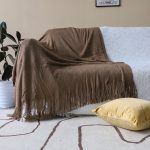 3-SOGA 2X Coffee Acrylic Knitted Throw Blanket Solid Fringed Warm Cozy Woven Cover Couch Bed Sofa Home Decor