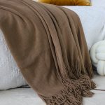 6-SOGA 2X Coffee Acrylic Knitted Throw Blanket Solid Fringed Warm Cozy Woven Cover Couch Bed Sofa Home Decor