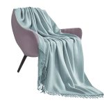 1-SOGA Grey Acrylic Knitted Throw Blanket Solid Fringed Warm Cozy Woven Cover Couch Bed Sofa Home Decor