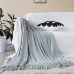 4-SOGA Grey Acrylic Knitted Throw Blanket Solid Fringed Warm Cozy Woven Cover Couch Bed Sofa Home Decor