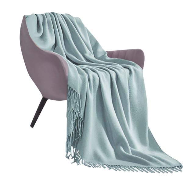 1-SOGA Grey Acrylic Knitted Throw Blanket Solid Fringed Warm Cozy Woven Cover Couch Bed Sofa Home Decor