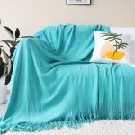 2-SOGA 2X Teal Acrylic Knitted Throw Blanket Solid Fringed Warm Cozy Woven Cover Couch Bed Sofa Home Decor