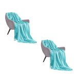 1-SOGA 2X Teal Acrylic Knitted Throw Blanket Solid Fringed Warm Cozy Woven Cover Couch Bed Sofa Home Decor