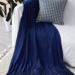 8-SOGA Royal Blue Acrylic Knitted Throw Blanket Solid Fringed Warm Cozy Woven Cover Couch Bed Sofa Home Decor