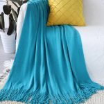 4-SOGA Blue Acrylic Knitted Throw Blanket Solid Fringed Warm Cozy Woven Cover Couch Bed Sofa Home Decor