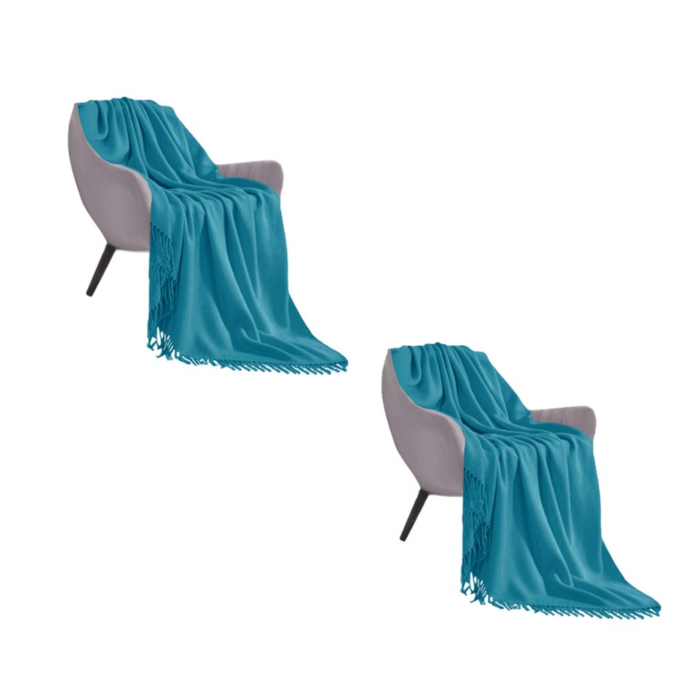 1-SOGA 2X Blue Acrylic Knitted Throw Blanket Solid Fringed Warm Cozy Woven Cover Couch Bed Sofa Home Decor 1-SOGA 2X Blue Acrylic Knitted Throw Blanket Solid Fringed Warm Cozy Woven Cover Couch Bed Sofa Home Decor