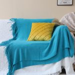 6-SOGA 2X Blue Acrylic Knitted Throw Blanket Solid Fringed Warm Cozy Woven Cover Couch Bed Sofa Home Decor
