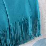 8-SOGA 2X Blue Acrylic Knitted Throw Blanket Solid Fringed Warm Cozy Woven Cover Couch Bed Sofa Home Decor