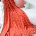 4-SOGA Orange Acrylic Knitted Throw Blanket Solid Fringed Warm Cozy Woven Cover Couch Bed Sofa Home Decor