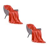 1-SOGA 2X Orange Acrylic Knitted Throw Blanket Solid Fringed Warm Cozy Woven Cover Couch Bed Sofa Home Decor