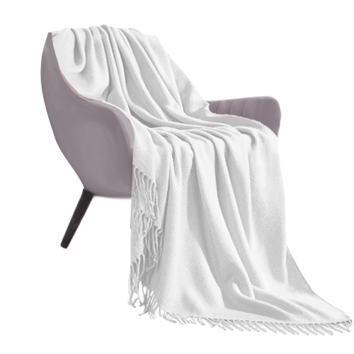 1-SOGA White Acrylic Knitted Throw Blanket Solid Fringed Warm Cozy Woven Cover Couch Bed Sofa Home Decor