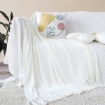 2-SOGA 2X White Acrylic Knitted Throw Blanket Solid Fringed Warm Cozy Woven Cover Couch Bed Sofa Home Decor