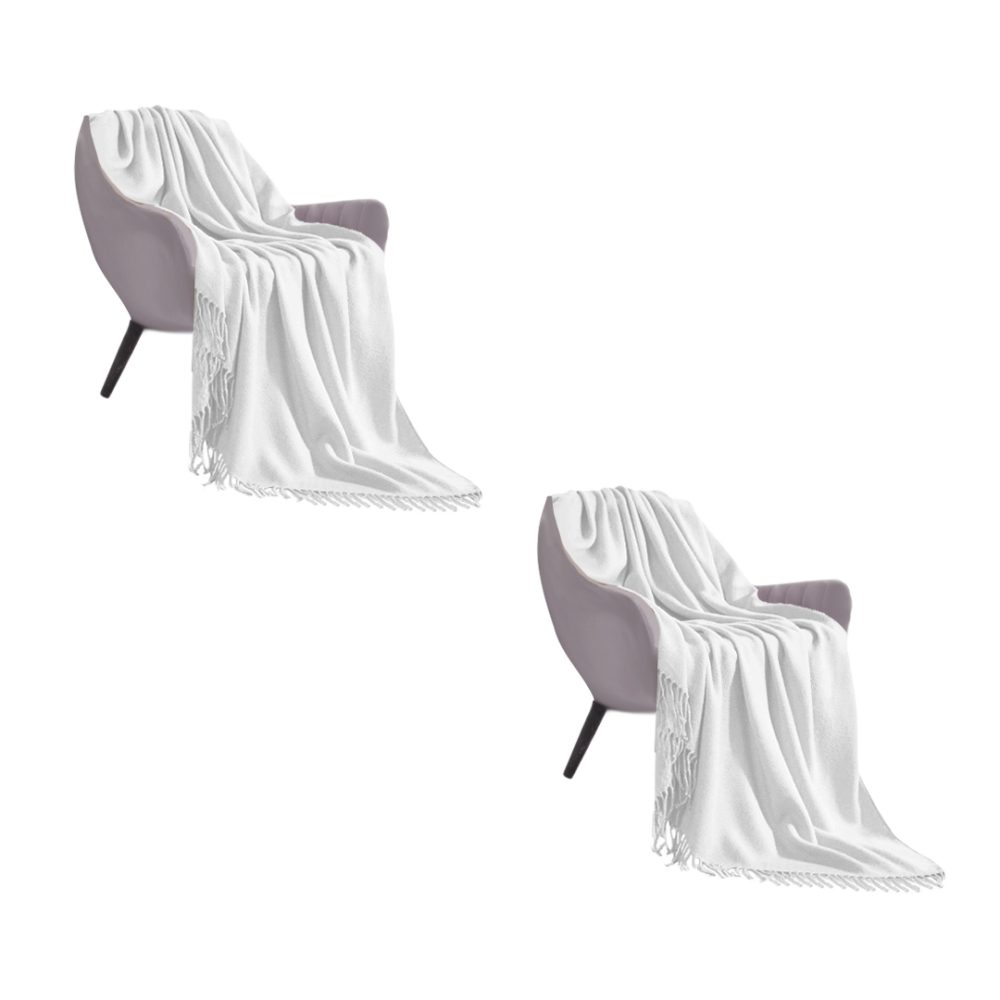 1-SOGA 2X White Acrylic Knitted Throw Blanket Solid Fringed Warm Cozy Woven Cover Couch Bed Sofa Home Decor 1-SOGA 2X White Acrylic Knitted Throw Blanket Solid Fringed Warm Cozy Woven Cover Couch Bed Sofa Home Decor
