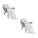 1-SOGA 2X White Acrylic Knitted Throw Blanket Solid Fringed Warm Cozy Woven Cover Couch Bed Sofa Home Decor