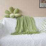 7-SOGA Green Acrylic Knitted Throw Blanket Solid Fringed Warm Cozy Woven Cover Couch Bed Sofa Home Decor