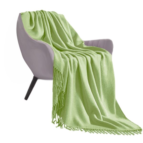 1-SOGA Green Acrylic Knitted Throw Blanket Solid Fringed Warm Cozy Woven Cover Couch Bed Sofa Home Decor